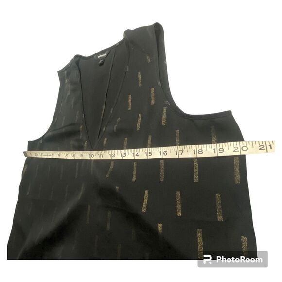 Express Top Size Medium Shirt Blouse Black Gold Satin tie back Tank - Picture 13 of 13